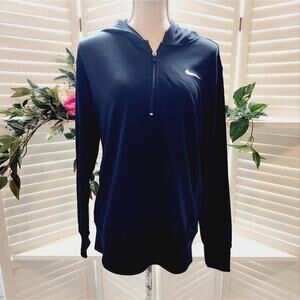 NIKE BLACK 1/4 ZIP HOODED JACKET SIZE LARGE